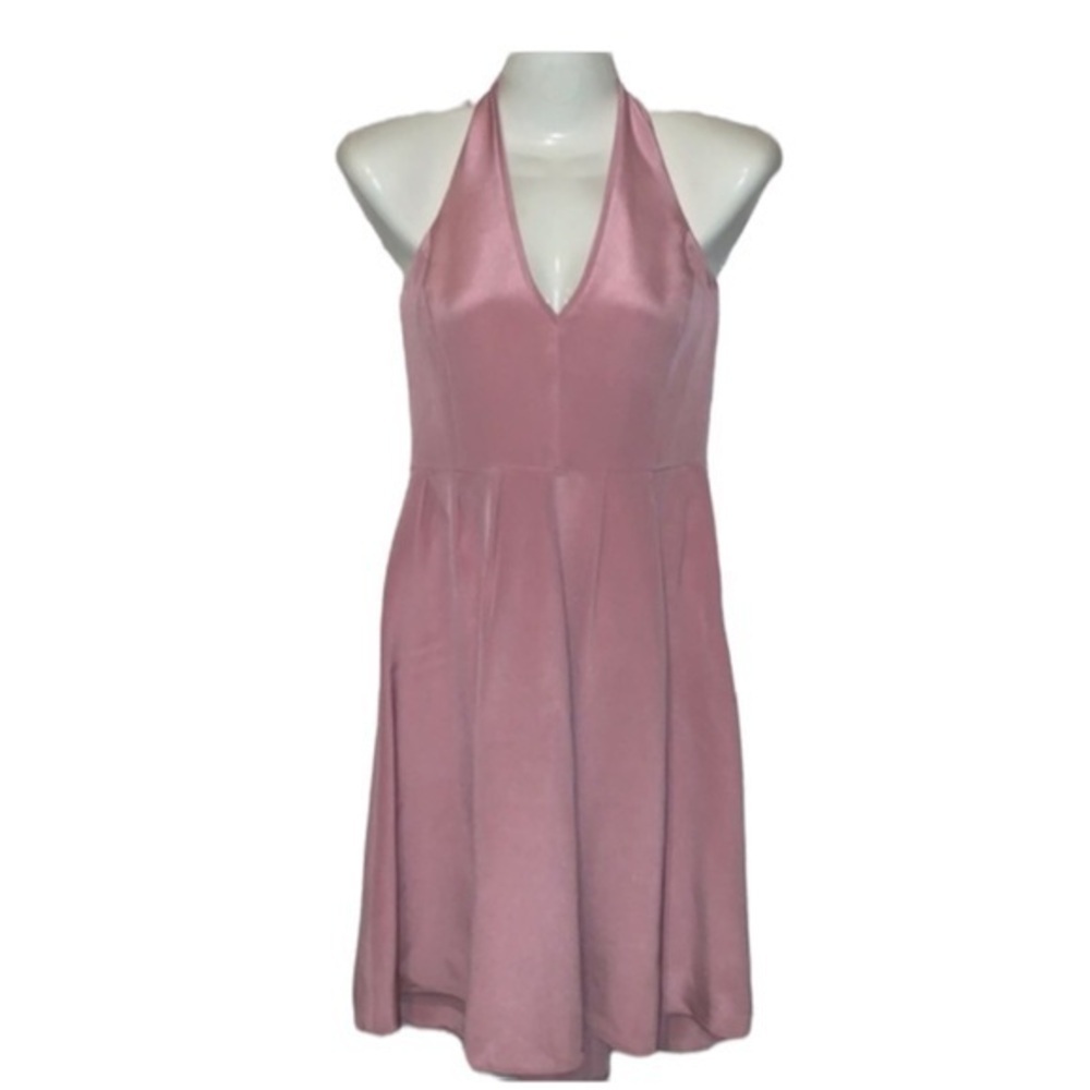 NWT J. Crew Silk V Neck Sleeveless Halter Dress Size 6 Petite Knee Length Pink